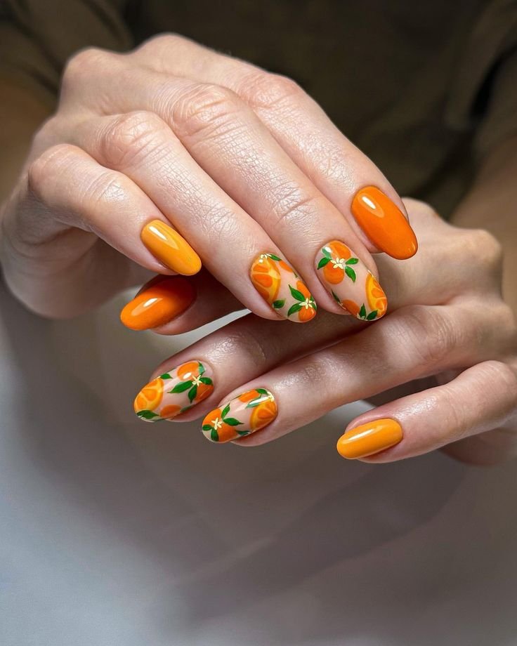 tangerine nail design