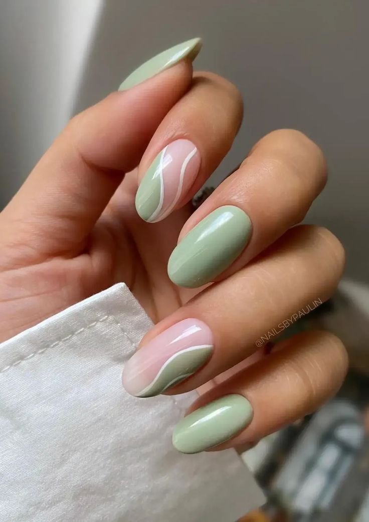 Sage green nails