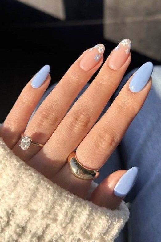 baby blue floral nails