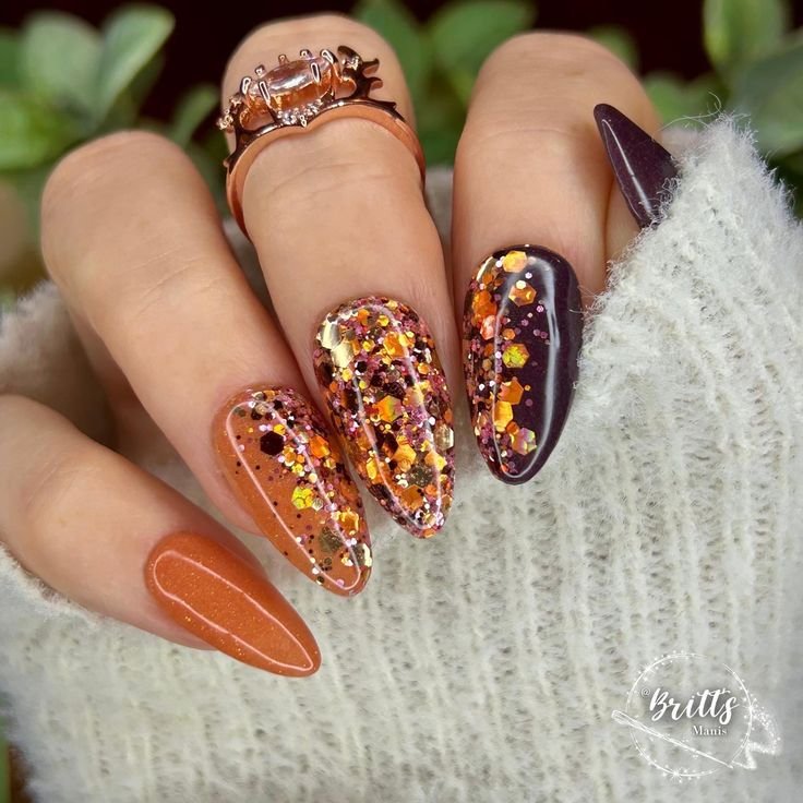 glitter sequin fall nails